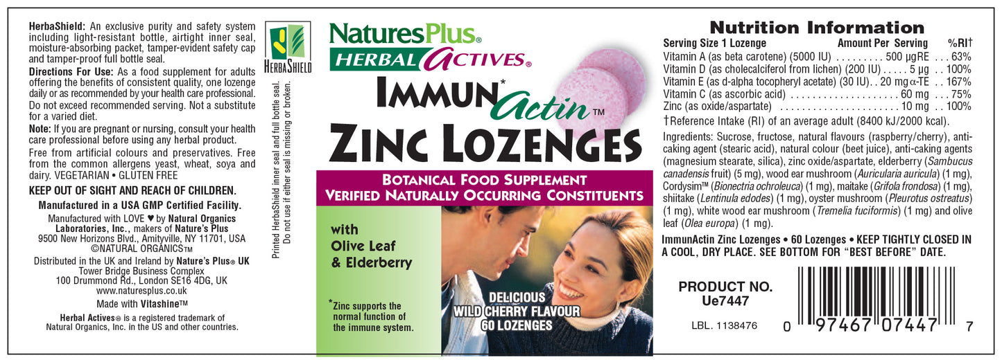 Nature's Plus  ImmunActin Zinc Lozenges 60's