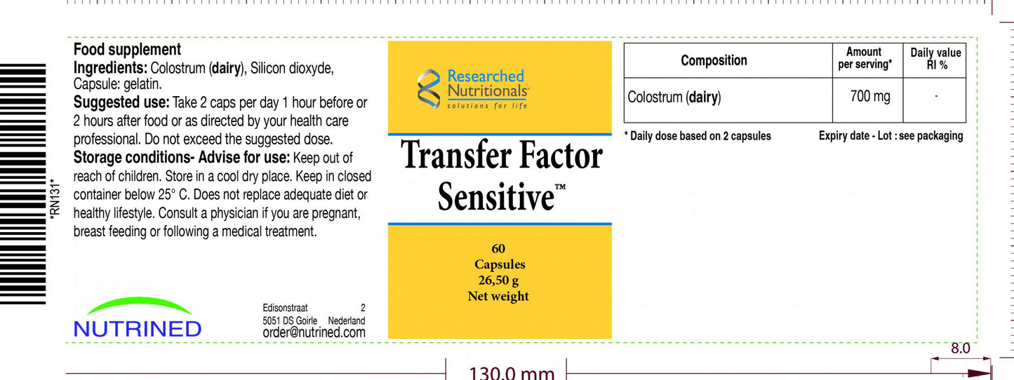 Researched Nutritionals  Transfer Factor Sensitive 60's