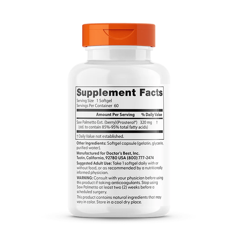 Saw Palmetto, Standardized Extract with Euromed 320mg, 60 Softgels - Doctor's Best by Doctor's Best