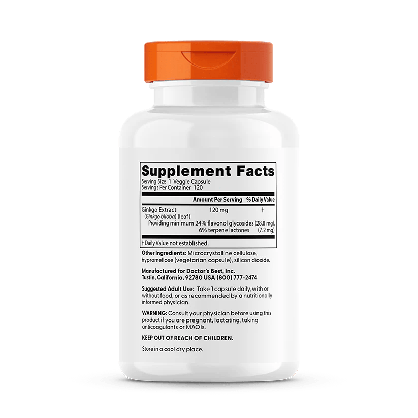 Extra Strength Ginkgo, 120 mg, 120 Veggie Caps - Doctor's Best by Doctor's Best