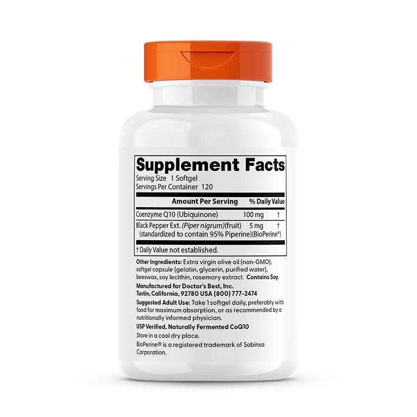 High Absorption CoQ10 with BioPerine 100mg, 120 Softgels - Doctor's Best by Doctor's Best