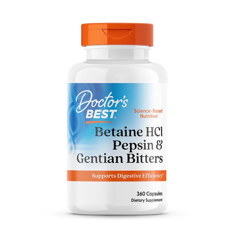 Betaine HCL, Pepsin and Gentian Bitters, 360 Capsules - Doctor's Best by Doctor's Best