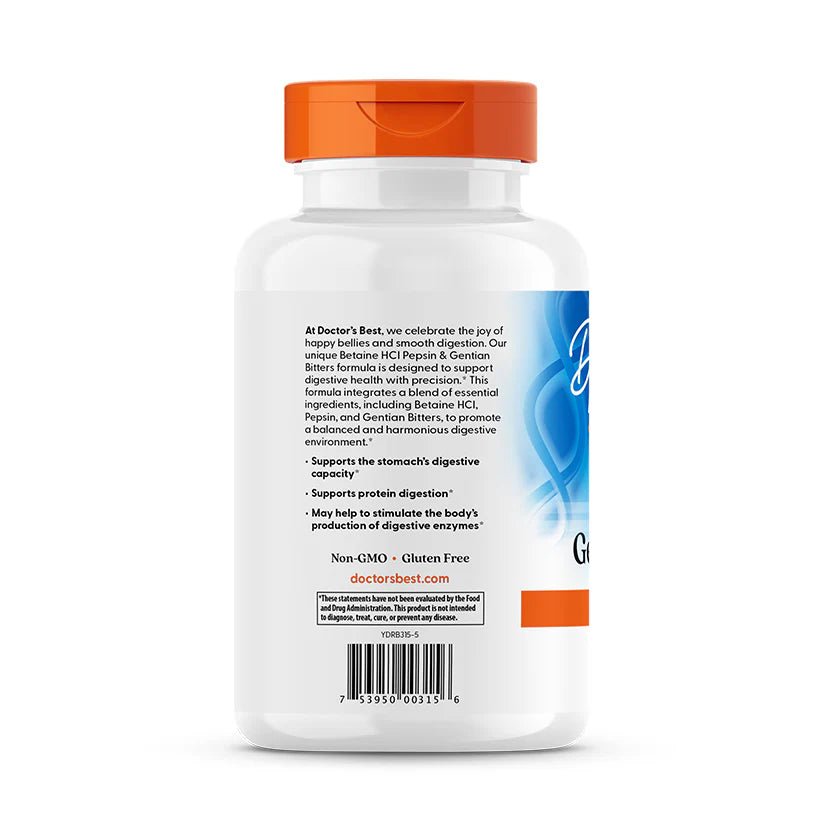 Betaine HCL, Pepsin and Gentian Bitters, 360 Capsules - Doctor's Best by Doctor's Best