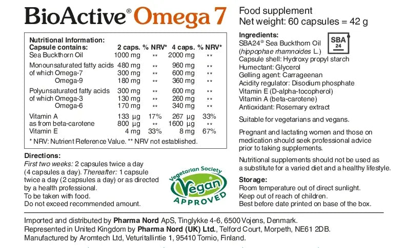 Omega 7 Sea Buckthorn Oil (60 capsules) - Pharma Nord by PharmaNord