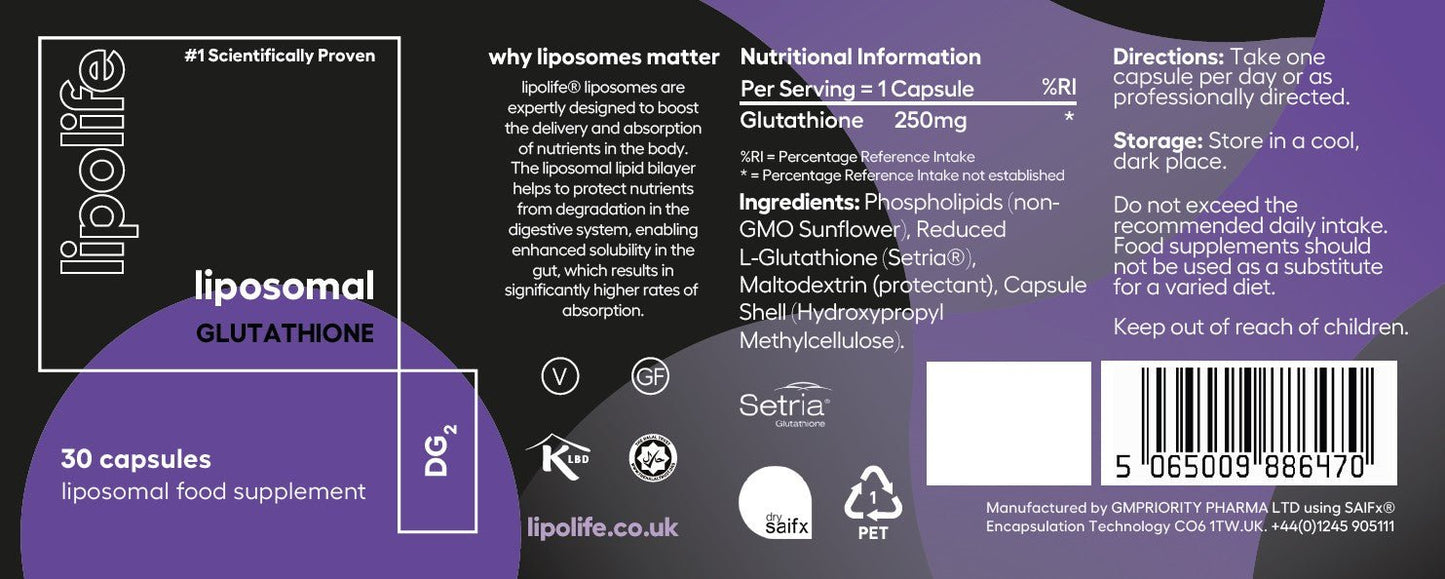 Liposomal Glutathione Capsules (30's) - lipolife by Lipolife