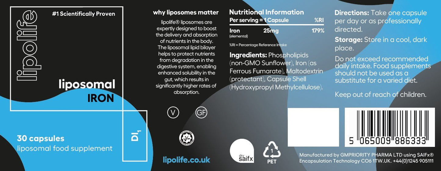 Liposomal Iron Capsules (30's) - lipolife by Lipolife