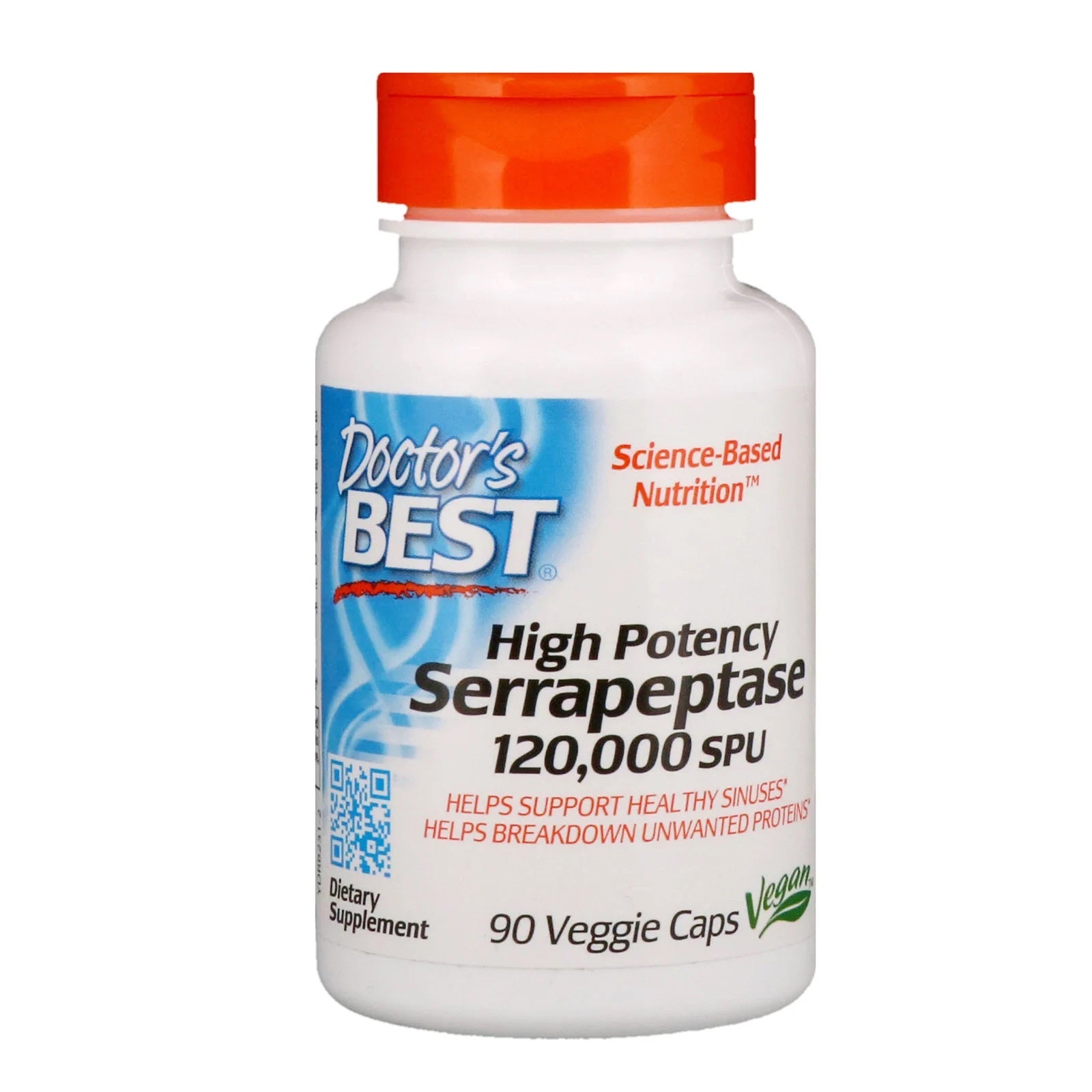 High Potency Serrapeptase 120,000 SPU, 90 Capsules - Doctor's Best by Doctor's Best