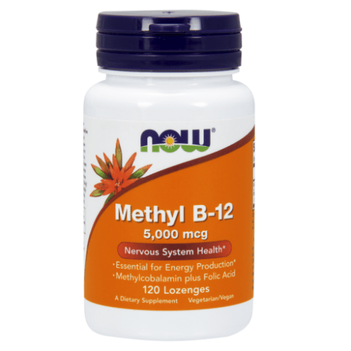 Methyl B12 5000mcg (Methylcobalamin Plus Folate) 120 Lozenges - Now Foods by Now Foods