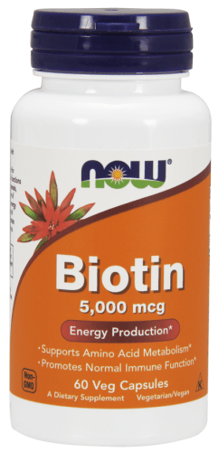 Biotin 5000mcg, 60 Capsules - Now Foods by Now Foods