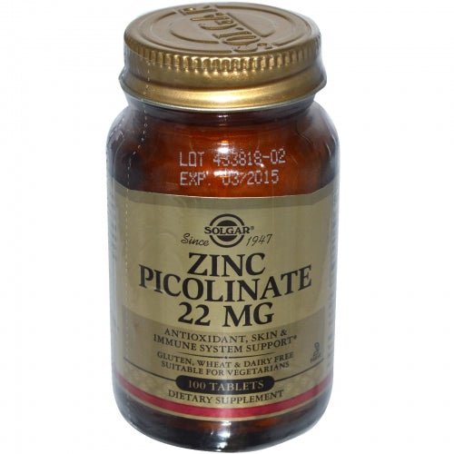 Zinc Picolinate 22mg, 100 Tablets - Solgar by Solgar