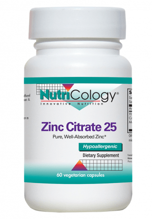 Zinc Citrate 25 - 60 Veg Capsules - Nutricology / Allergy Research Group by Allergy Research Group|Nutricology