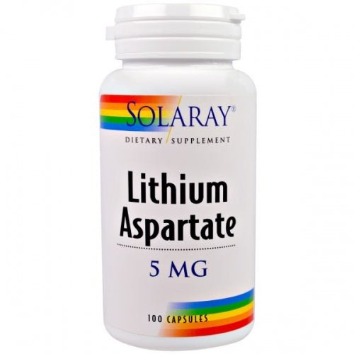Lithium Aspartate, 5 mg, 100 Capsules - Solaray by Solaray