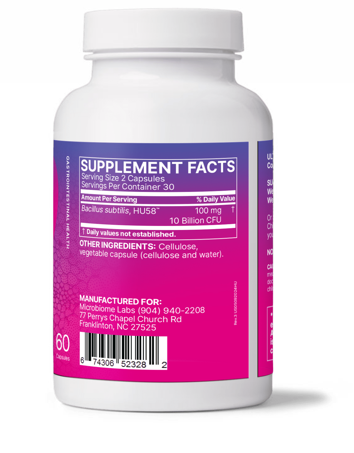HU58 High Potency Bacillus Subtilis, 60 caps - Microbiome Labs by Microbiome Labs