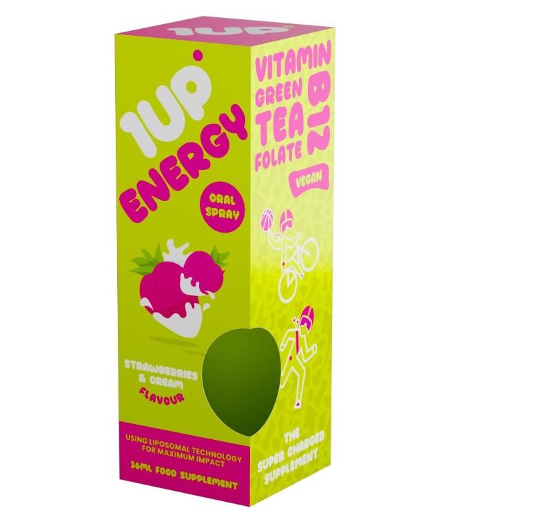 1UP Energy Liposomal Vitamin Spray B12, Green Tea and Folate | Strawberries and Cream Flavour by 1UP Life