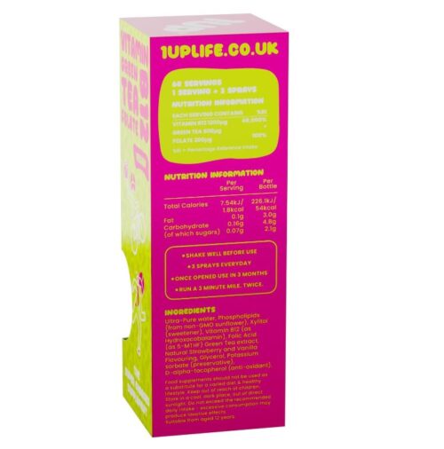 1UP Energy Liposomal Vitamin Spray B12, Green Tea and Folate | Strawberries and Cream Flavour by 1UP Life