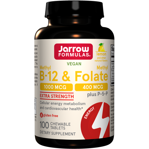Jarrow Formulas  Methyl B-12 & Methyl Folate (Lemon Flavour) - 100 Chewable Tablets