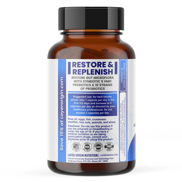 Layer Origin SuperHMO Synbiotic (5 Human Milk Oligosaccharides + Probiotics) - 60 Capsules by Layer Origin