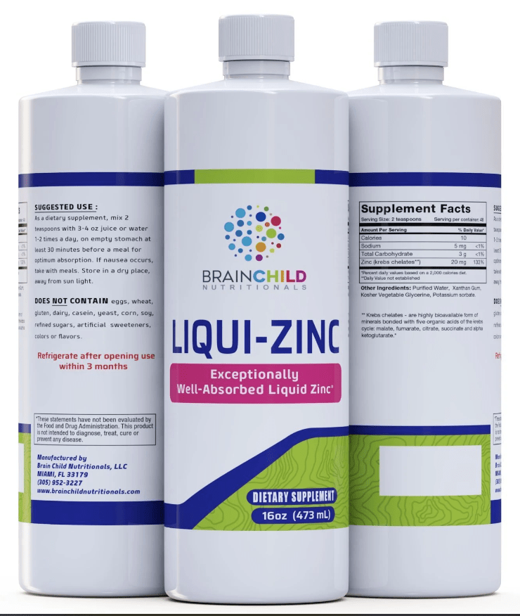 Liqui - Zinc Unflavoured (16 fl oz) 473ml - BrainChild Nutritionals by BrainChild Nutritionals