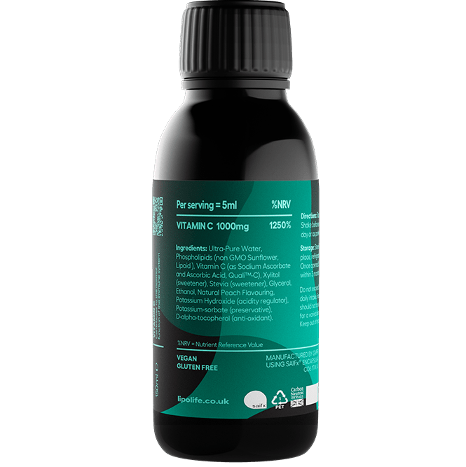 LVC9 Liposomal Vitamin C (1000mg) Peach Flavour - 150ml - Lipolife by Lipolife