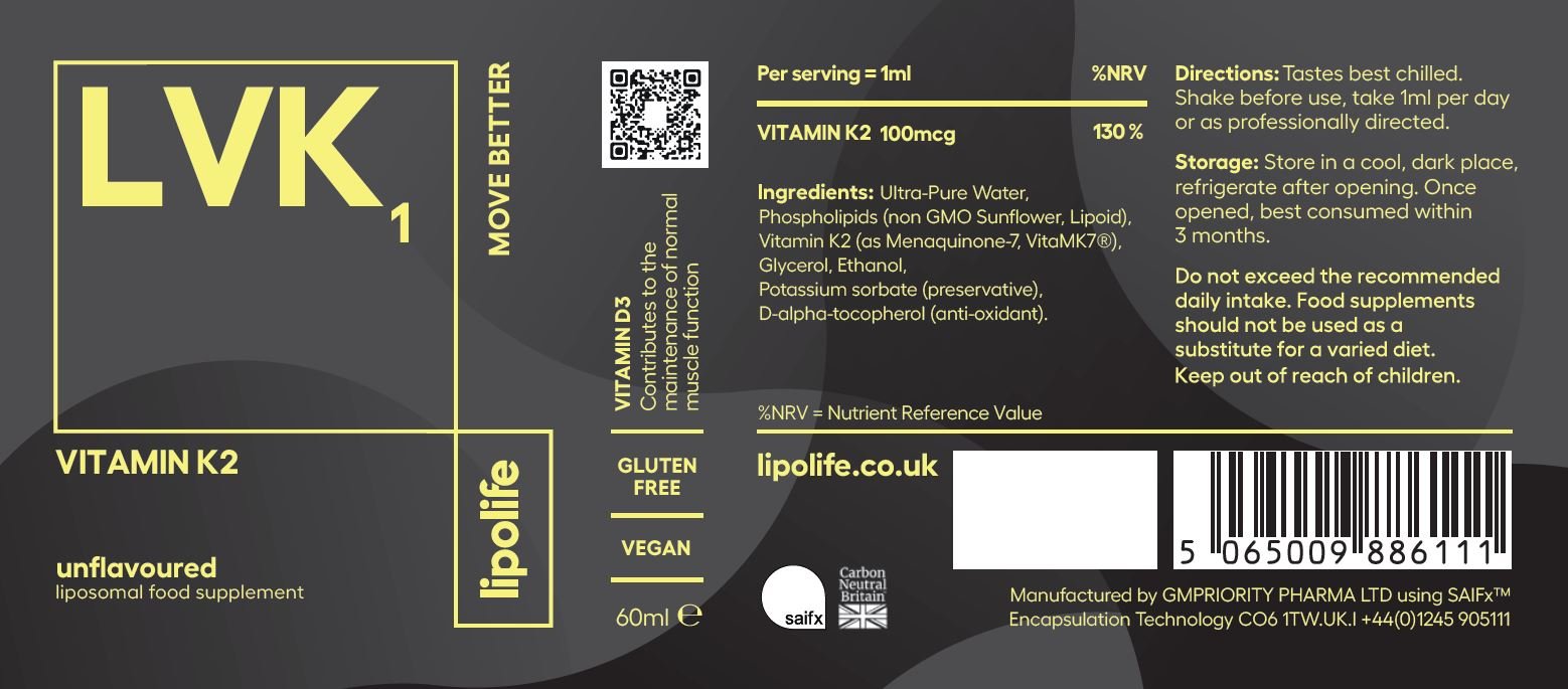 LVK1 - Liposomal Vitamin K2 - 60ml - lipolife by Lipolife