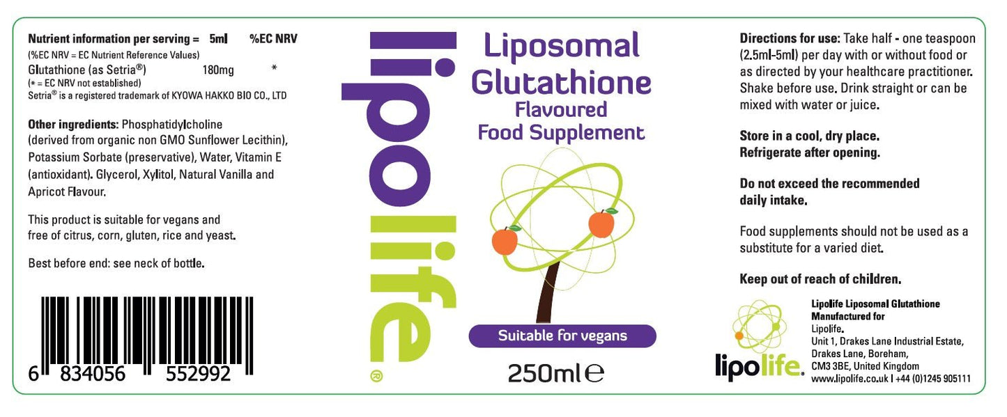 LLG3 Liposomal Glutathione (Peach & Vanilla Flavour) 240ml – Lipolife by Lipolife