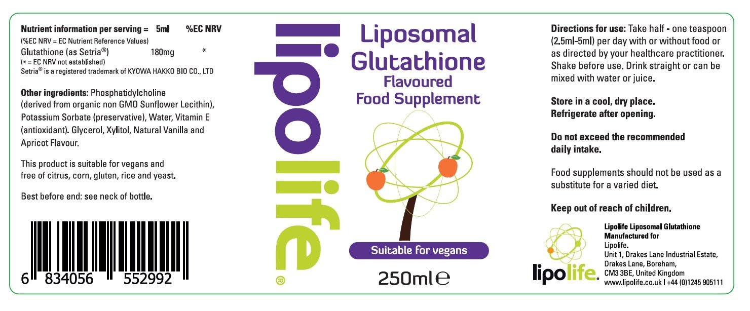 LLG3 Liposomal Glutathione (Peach & Vanilla Flavour) 240ml – Lipolife by Lipolife