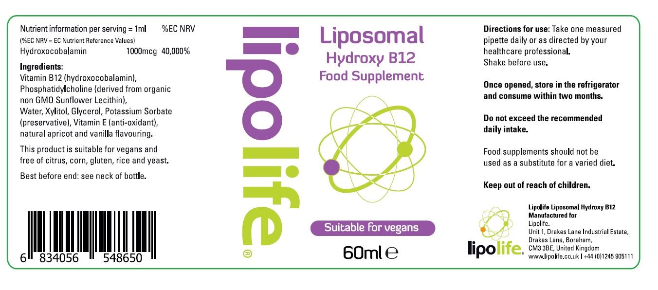 LVB1 Liposomal Vitamin B12 (Strawberry & Vanilla) 60ml - Lipolife by Lipolife