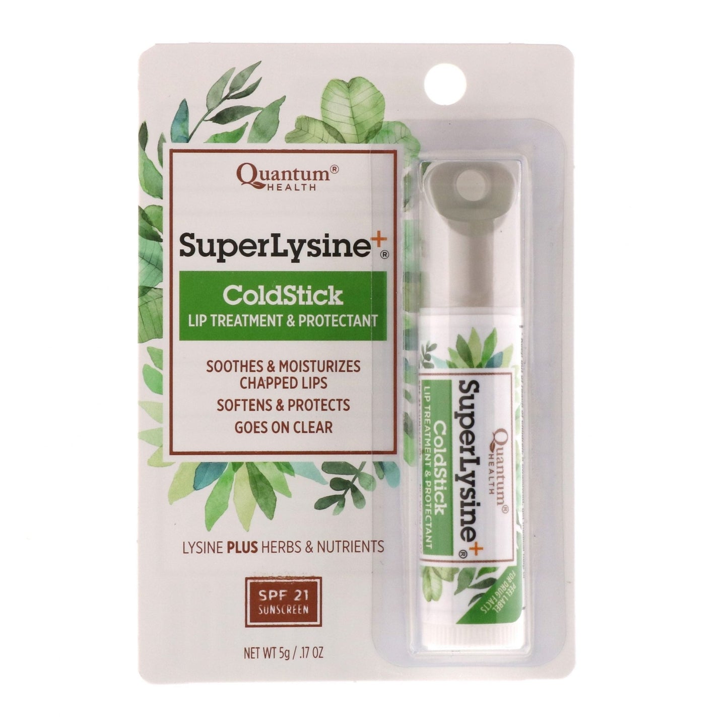 Super Lysine+ ColdStick, Lip Treatment & Protectant, SPF 21, 5g - Quantum Health by Nature's Balance