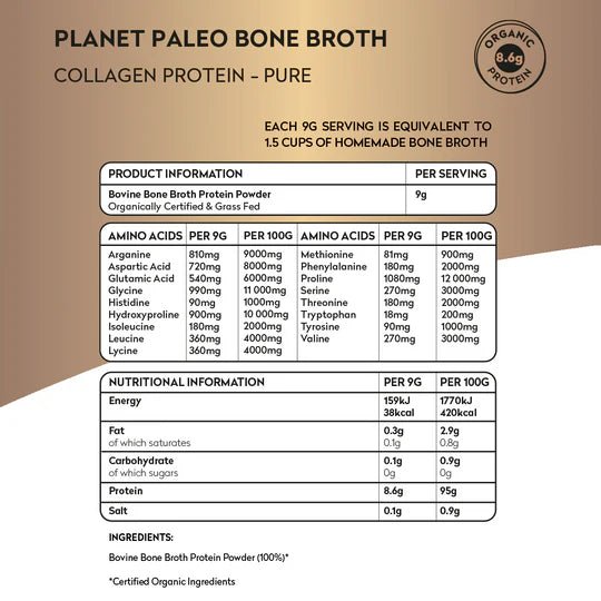 Organic Bone Broth Collagen Protein (450g) - Planet Paleo by Planet Paleo