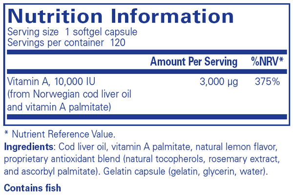 Pure Encapsulations  Vitamin A 10,000 IU  - 120 Softgels