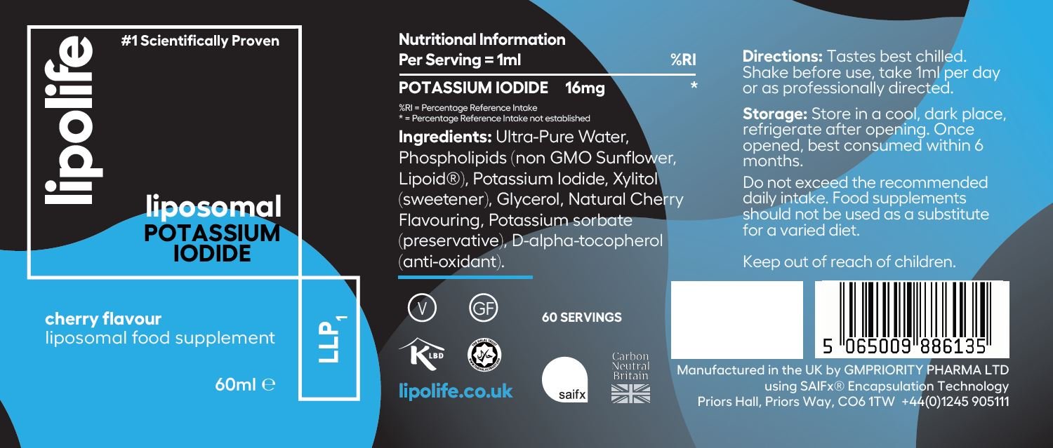 LLP1 Liposomal Potassium Iodide (cherry) 60ml - Lipolife by Lipolife