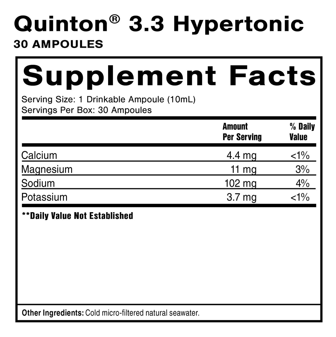 Quinton Plasma Hypertonic, 30 x 10ml vials (300ml) Quicksilver by Quicksilver