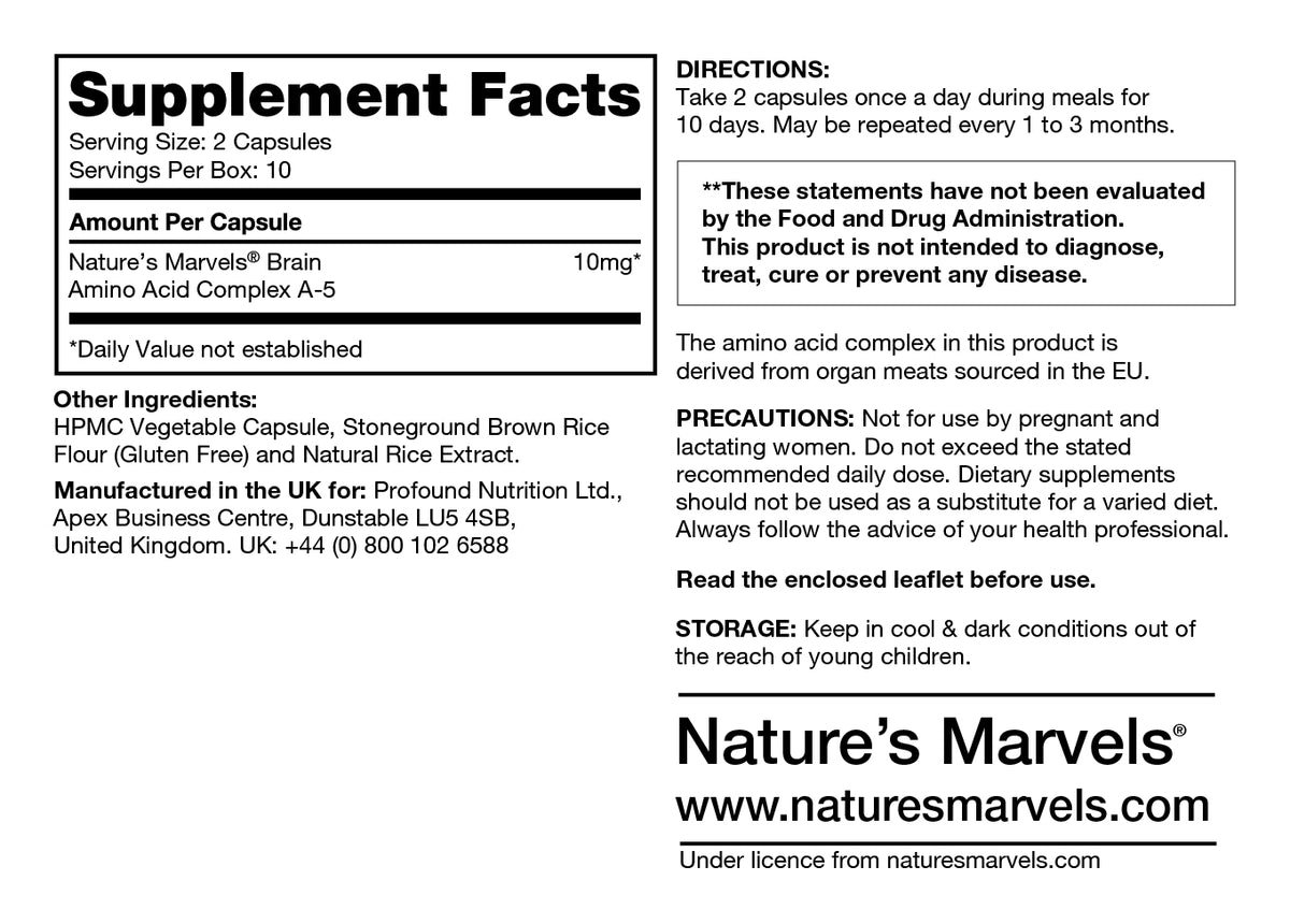 Brain Amino Acid Complex (20 capsules) - Nature's Marvels by Nature's Marvels