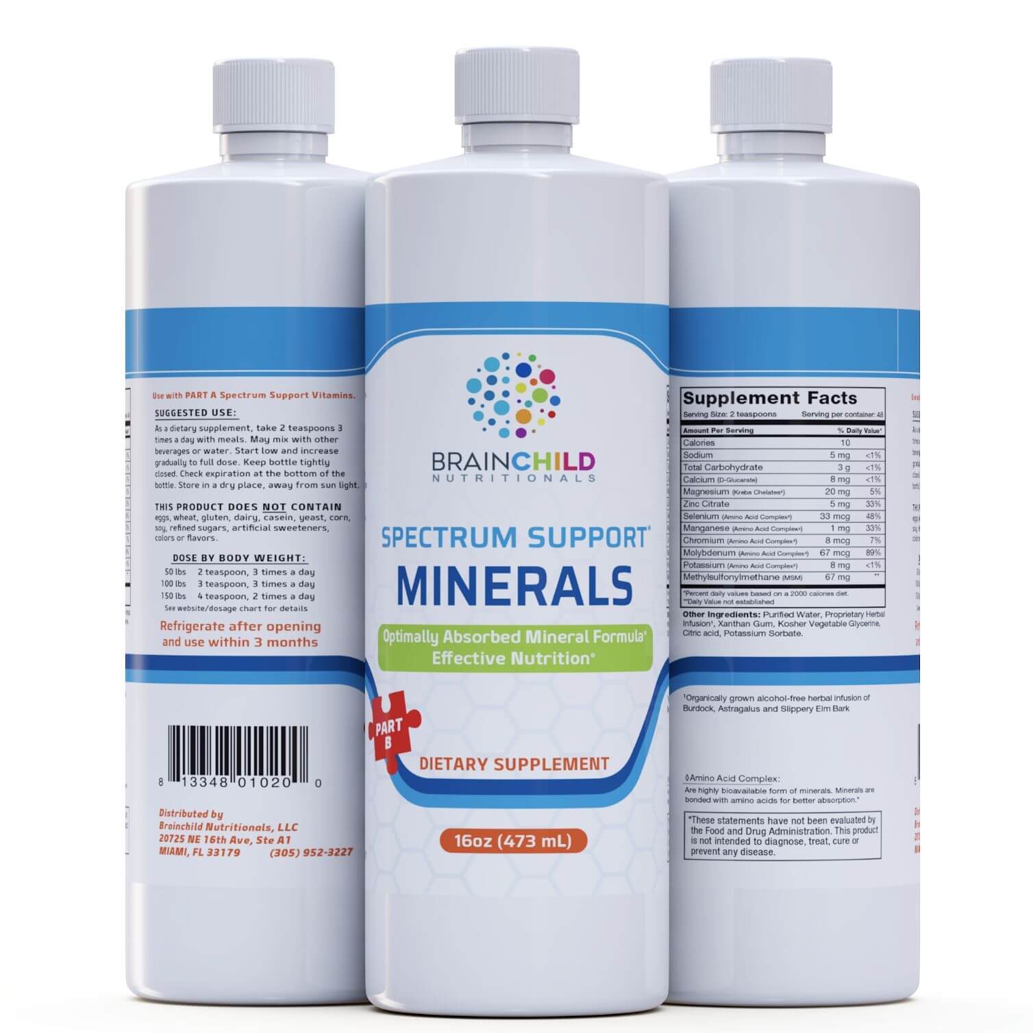 Spectrum Support Minerals 946ml liquid with multiminerals - BRAINCHILD NUTRITIONALS by BrainChild Nutritionals