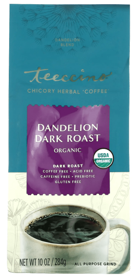Chicory Herbal Coffee, Dandelion Dark Roast, Caffeine Free, 284 g - Teeccino by Teeccino