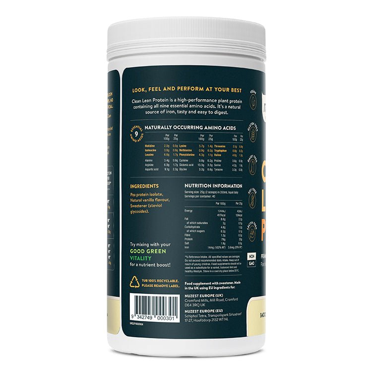 Clean Lean Protein Smooth Vanilla – 1kg, 40 Servings – Nuzest by Nuzest