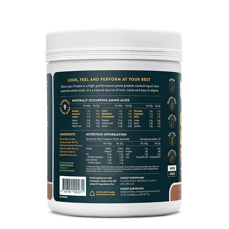 Clean Lean Protein Rich Chocolate – 500g, 20 Servings – Nuzest by Nuzest