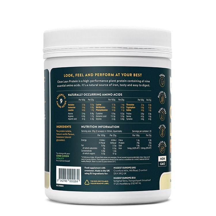 Clean Lean Protein Smooth Vanilla – 500g, 20 Servings – Nuzest by Nuzest