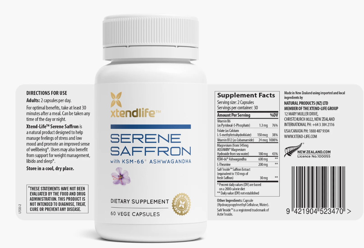 Serene Saffron (Formerly Neuro Natural Serenity) 60 Caps - Xtendlife by Xtendlife