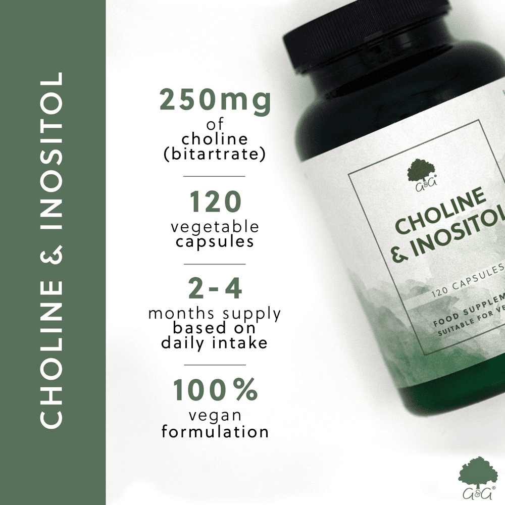 Choline 250mg &amp; Inositol 250mg, 120 Capsules, G&amp;G Vitamins - BBE 31/03/2026 by G&amp;G Vitamins