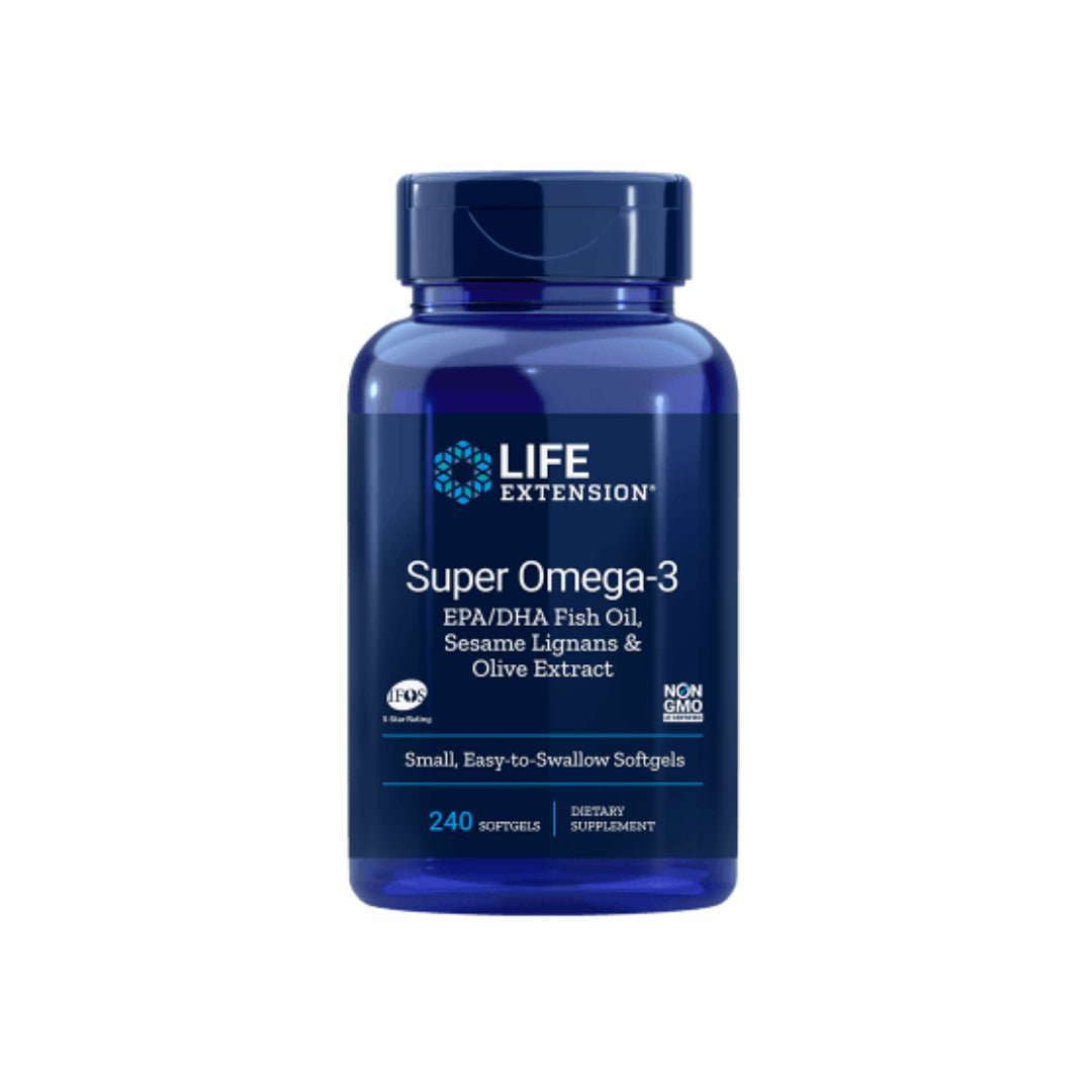Super Omega - 3, EPA/DHA with Sesame Lignans &amp; Olive Fruit Extract, 240 Softgels - Life Extension by Life Extension