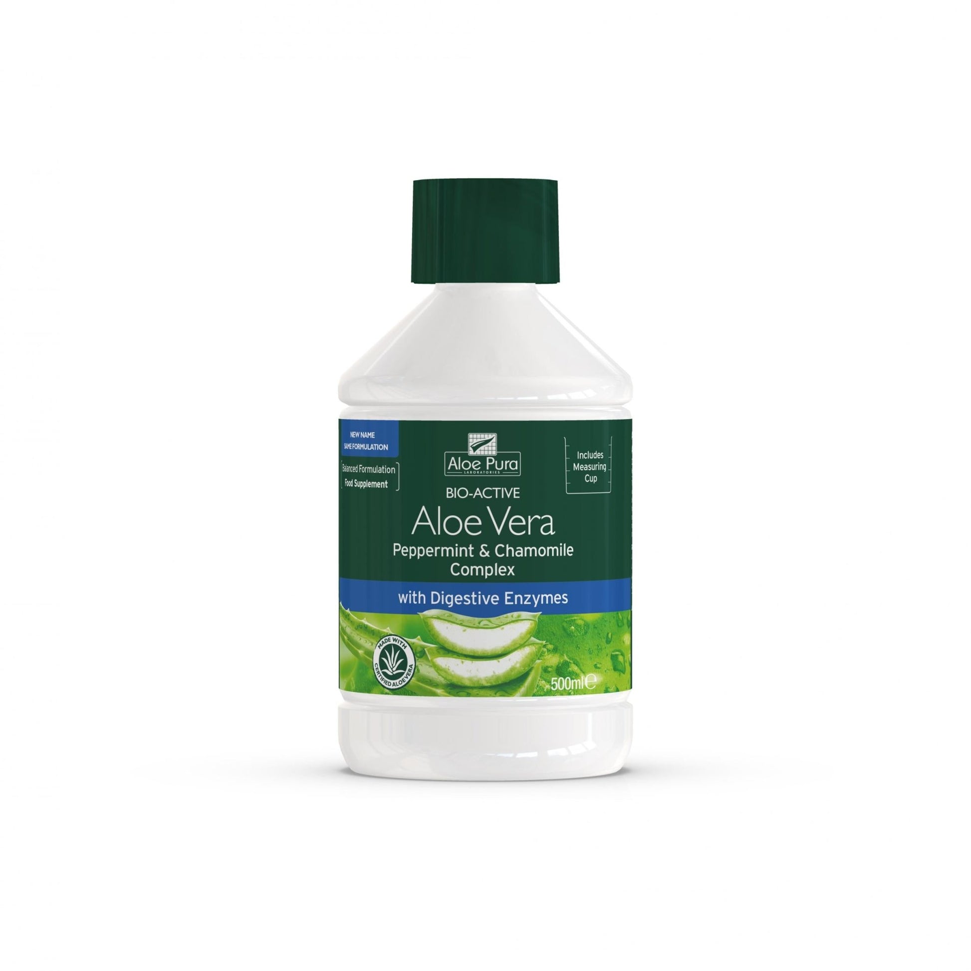 Aloe Pura Bio - Active Aloe Vera Peppermint & Chamomile Complex with Digestive Enzymes 500ml by Aloe Pura