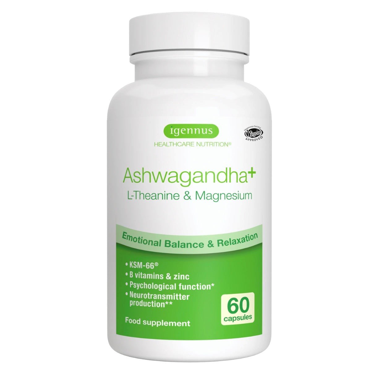 Ashwagandha+ L - Theanine & Magnesium (60 capsules) - Igennus by Igennus
