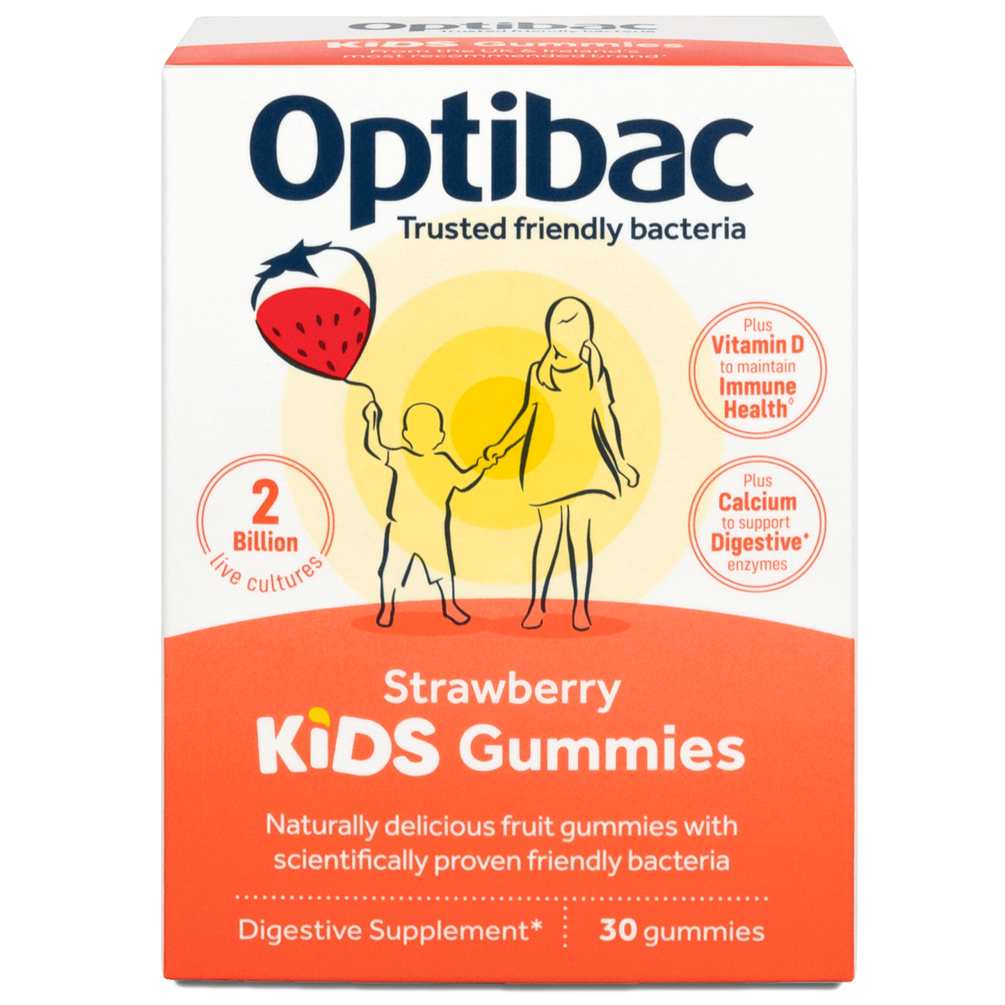 Kids Probiotics + Immune Support, 30 strawberry gummies - OptiBac by OptiBac