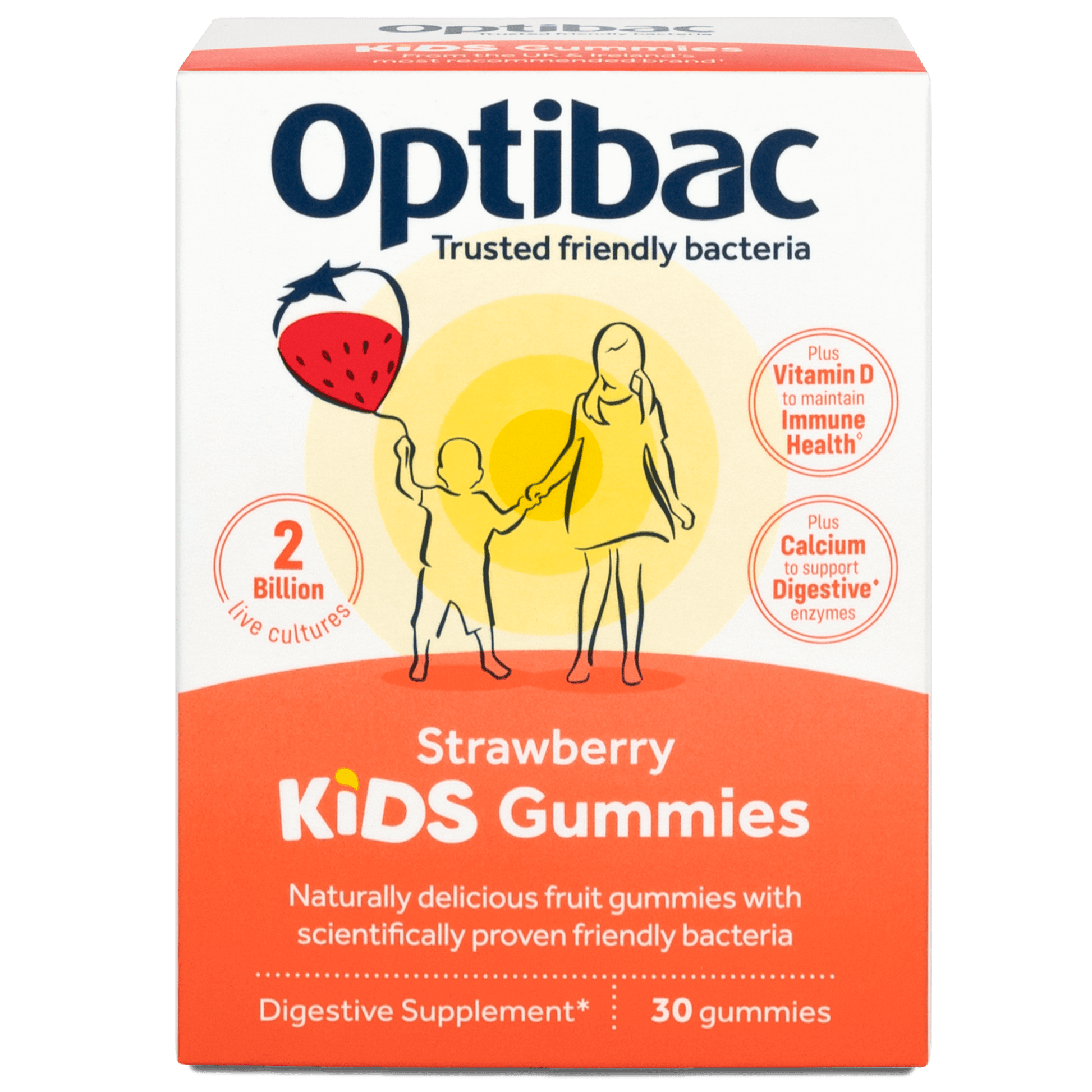 Kids Probiotics + Immune Support, 30 strawberry gummies - OptiBac by OptiBac