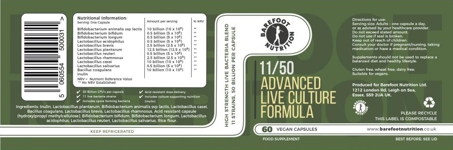 Barefoot Nutrition  Advanced Live Culture Formula 60's