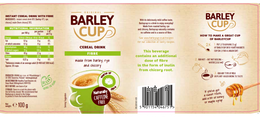 Barley Cup  Cereal Drink Fibre 100g
