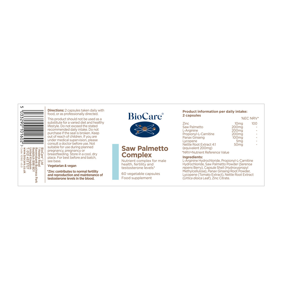 BioCare  Saw Palmetto Complex 60's