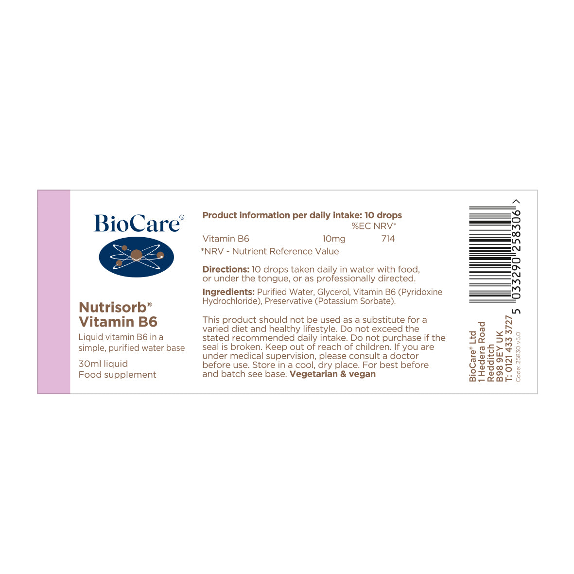 BioCare  Nutrisorb Vitamin B6 (Formerly Vitasorb) 30ml
