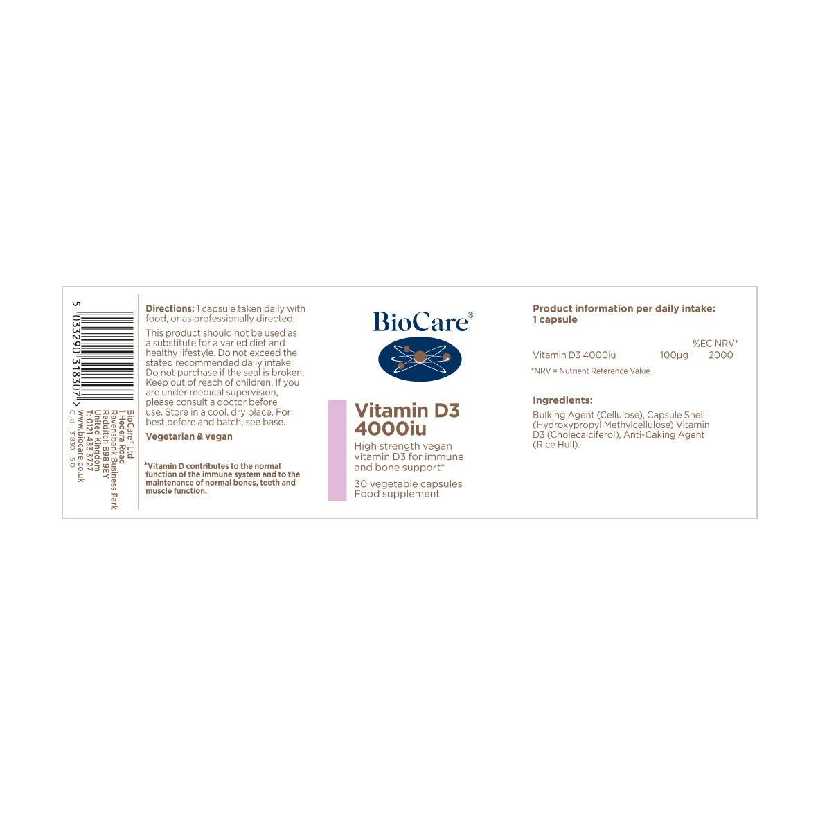 BioCare  Vitamin D3 4000iu 30's